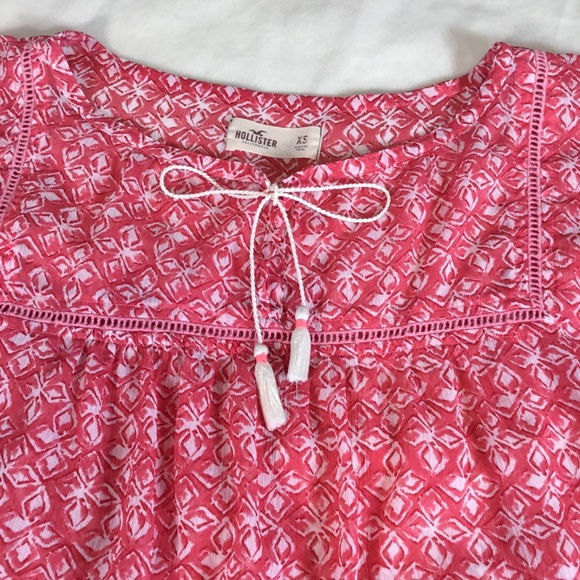 Hollister Floral Pink Sheer Short Sleeve Top XS - Picture 4 of 14